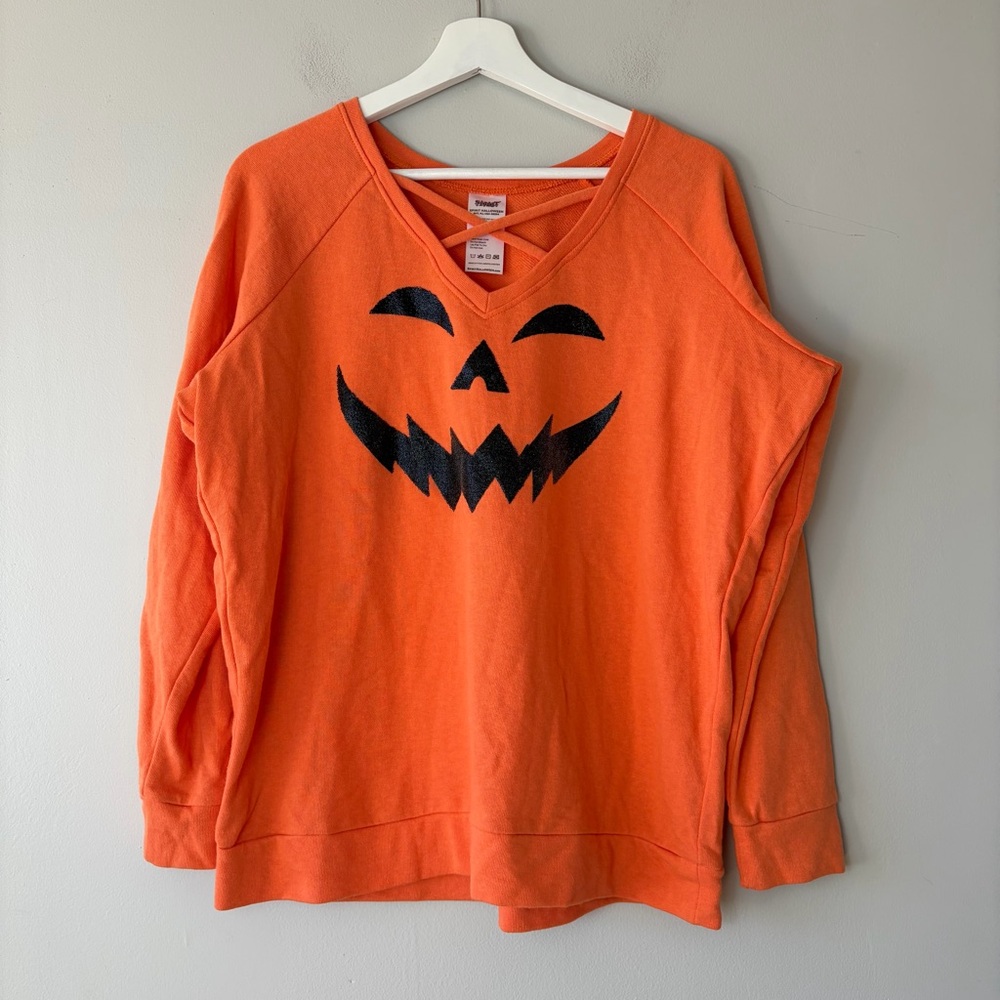 Spirit Halloween Jack O Lantern V-Neck Long Sleeve Tee‎ XL